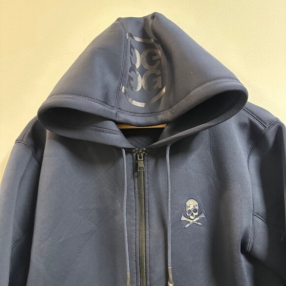 G/Fore Tech Hoodie Twilight Navy Blue G4 Full Zip Skull Golf Men's Medium - Picture 3 of 12